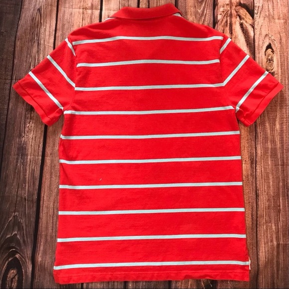 100% COTTON GAP POLO SHORT SLEEVE RED BLUE STRIP - Picture 2 of 4